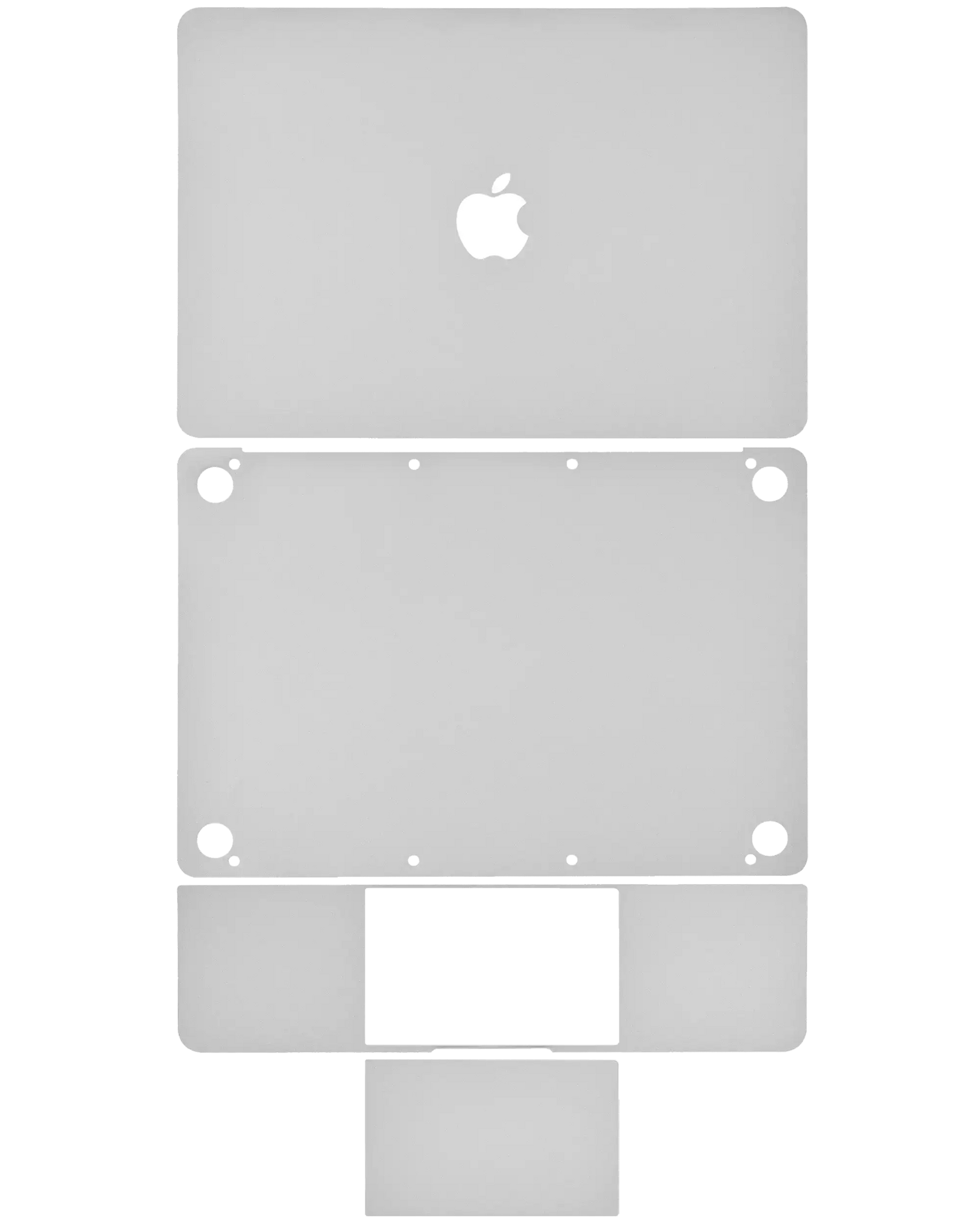 4in1 (Top, Bottom, Keyboard, Trackpad) Skin Compatible For MacBook Retina 12"(A1534 / Early 2015 / Early 2016 / Mid 2017) (Silver)