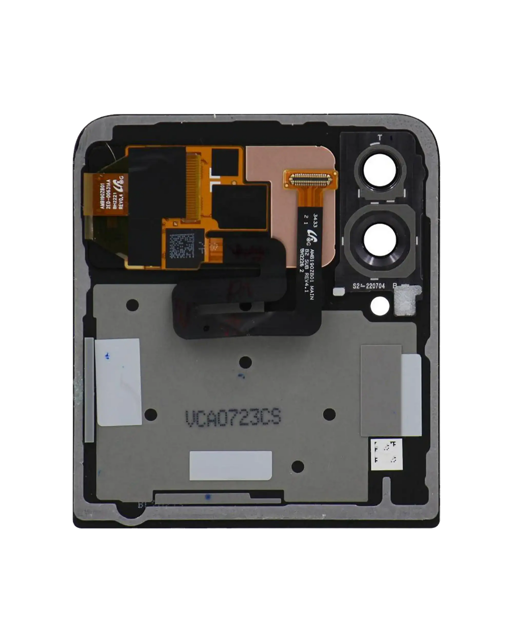Outer OLED Assembly Compatible For Samsung Galaxy Z Flip 4 5G (US & International) (Used OEM Pull: Grade B/C) (Pink Gold)