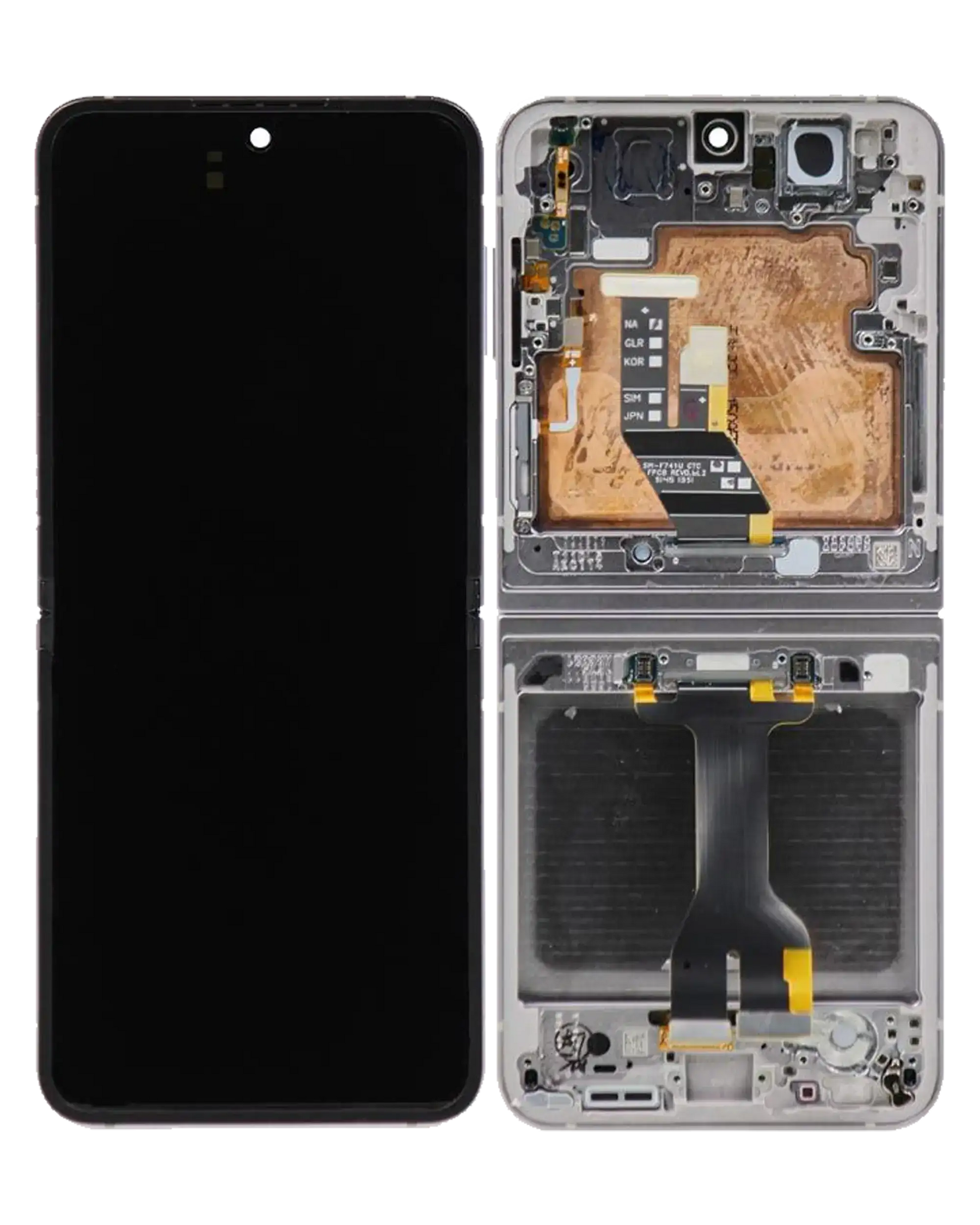 Inner OLED Assembly With Frame Compatible For Samsung Galaxy Z Flip 6 5G (US & International) (Refurbished) (Silver Shadow)