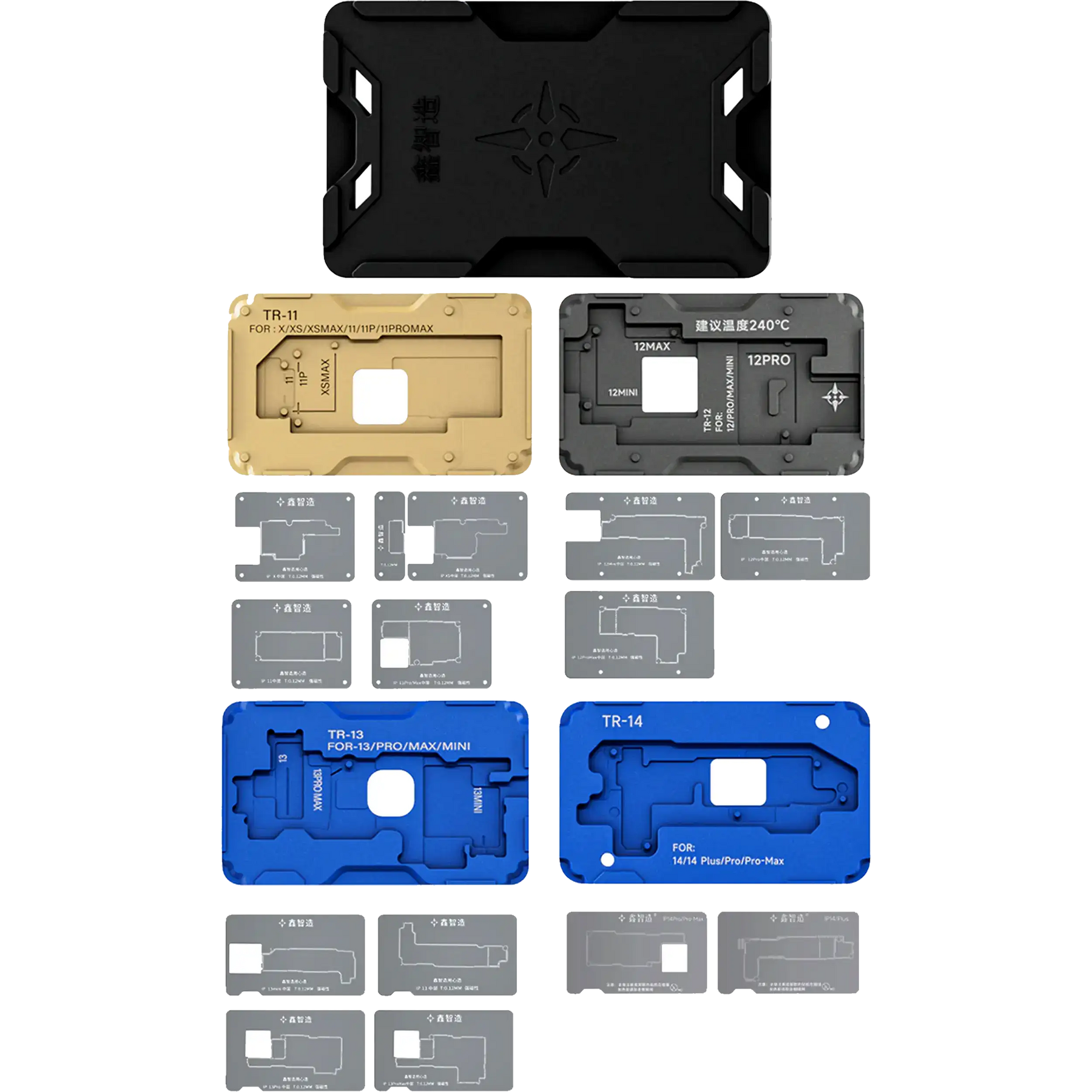 TR Middle Layer Frame Reballing Platform For iPhone X-14 Pro Max (18 in 1) (XinZhiZao)