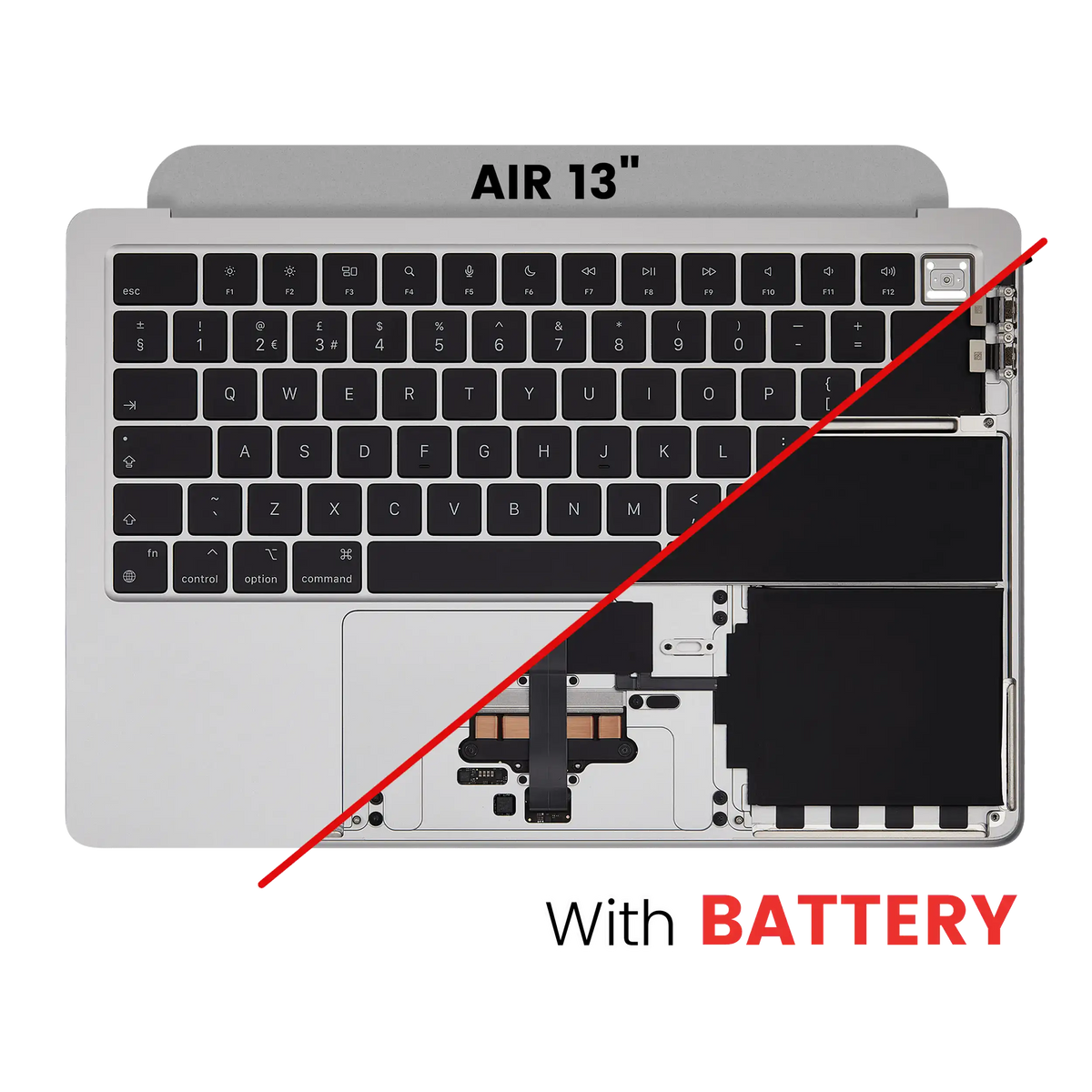 Top Case Assembly With Battery And Keyboard Compatible For MacBook Air 13" (A2681 / Mid 2022) (Silver) (UK Keyboard)