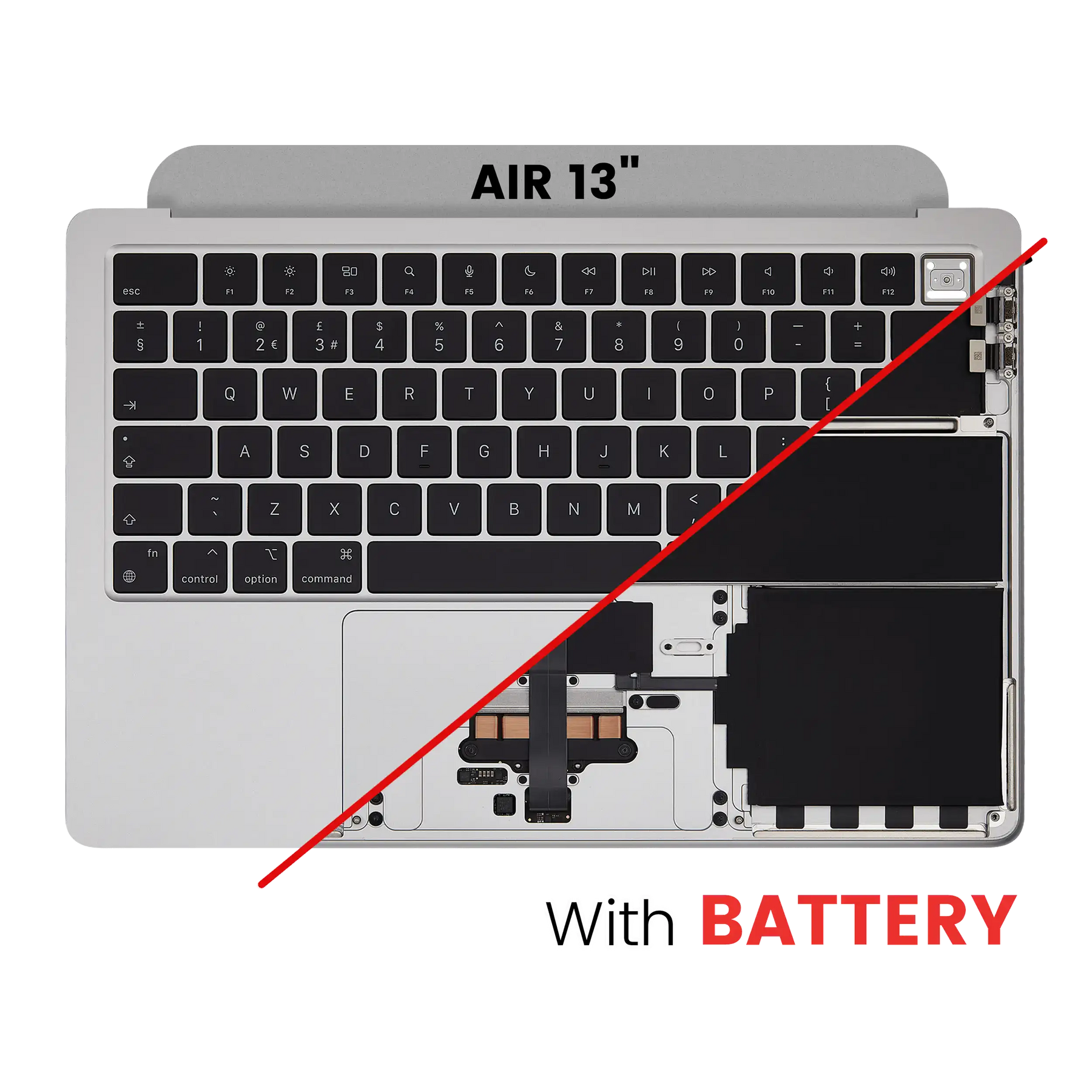 Top Case Assembly With Battery And Keyboard Compatible For MacBook Air 13" (A2681 / Mid 2022) (Silver) (UK Keyboard)