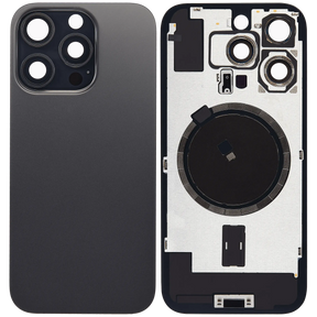 Back Glass With Steel Plate With MagSafe Magnet Pre-Installed Compatible For iPhone 16 Pro (No Logo) (Black Titanium)