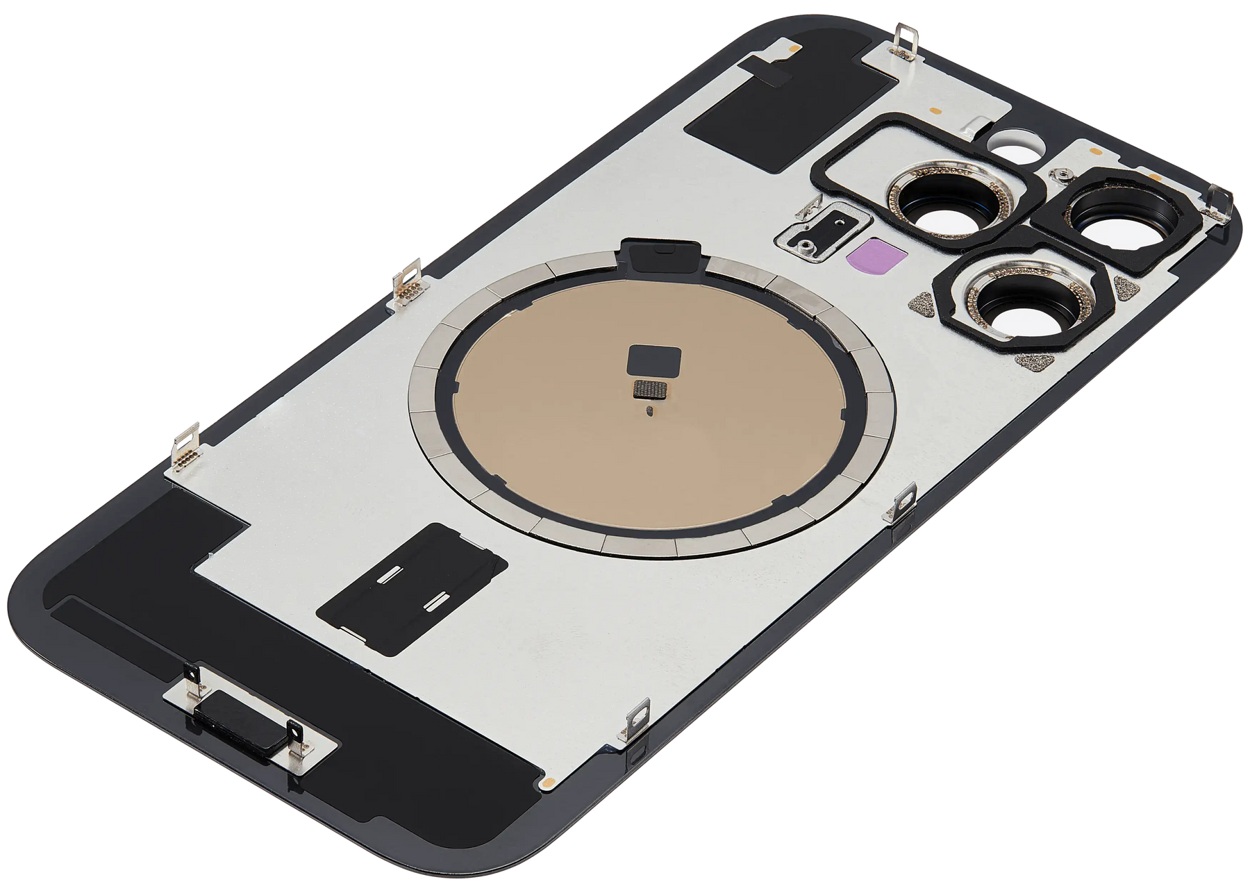 Back Glass With Steel Plate With MagSafe Magnet Pre-Installed Compatible For iPhone 16 Pro (No Logo) (Black Titanium)