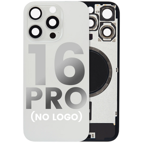 Back Glass With Steel Plate With MagSafe Magnet Pre-Installed Compatible For iPhone 16 Pro (No Logo) (White Titanium)