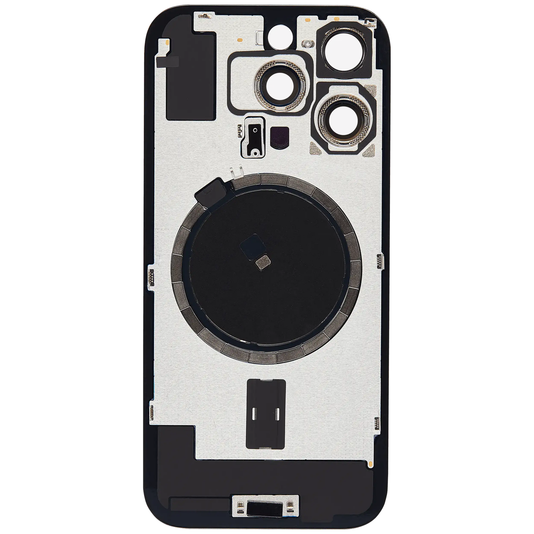 Back Glass With Steel Plate With MagSafe Magnet Pre-Installed Compatible For iPhone 16 Pro (No Logo) (White Titanium)