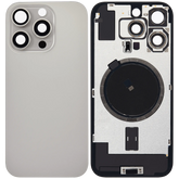 Back Glass With Steel Plate With MagSafe Magnet Pre-Installed Compatible For iPhone 16 Pro (No Logo) (Natural Titanium)