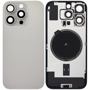 Back Glass With Steel Plate With MagSafe Magnet Pre-Installed Compatible For iPhone 16 Pro (No Logo) (Natural Titanium)