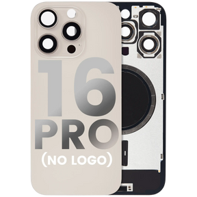 Back Glass With Steel Plate With MagSafe Magnet Pre-Installed Compatible For iPhone 16 Pro (No Logo) (Desert Titanium)