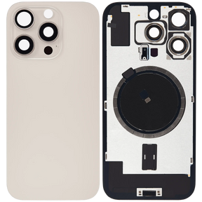 Back Glass With Steel Plate With MagSafe Magnet Pre-Installed Compatible For iPhone 16 Pro (No Logo) (Desert Titanium)