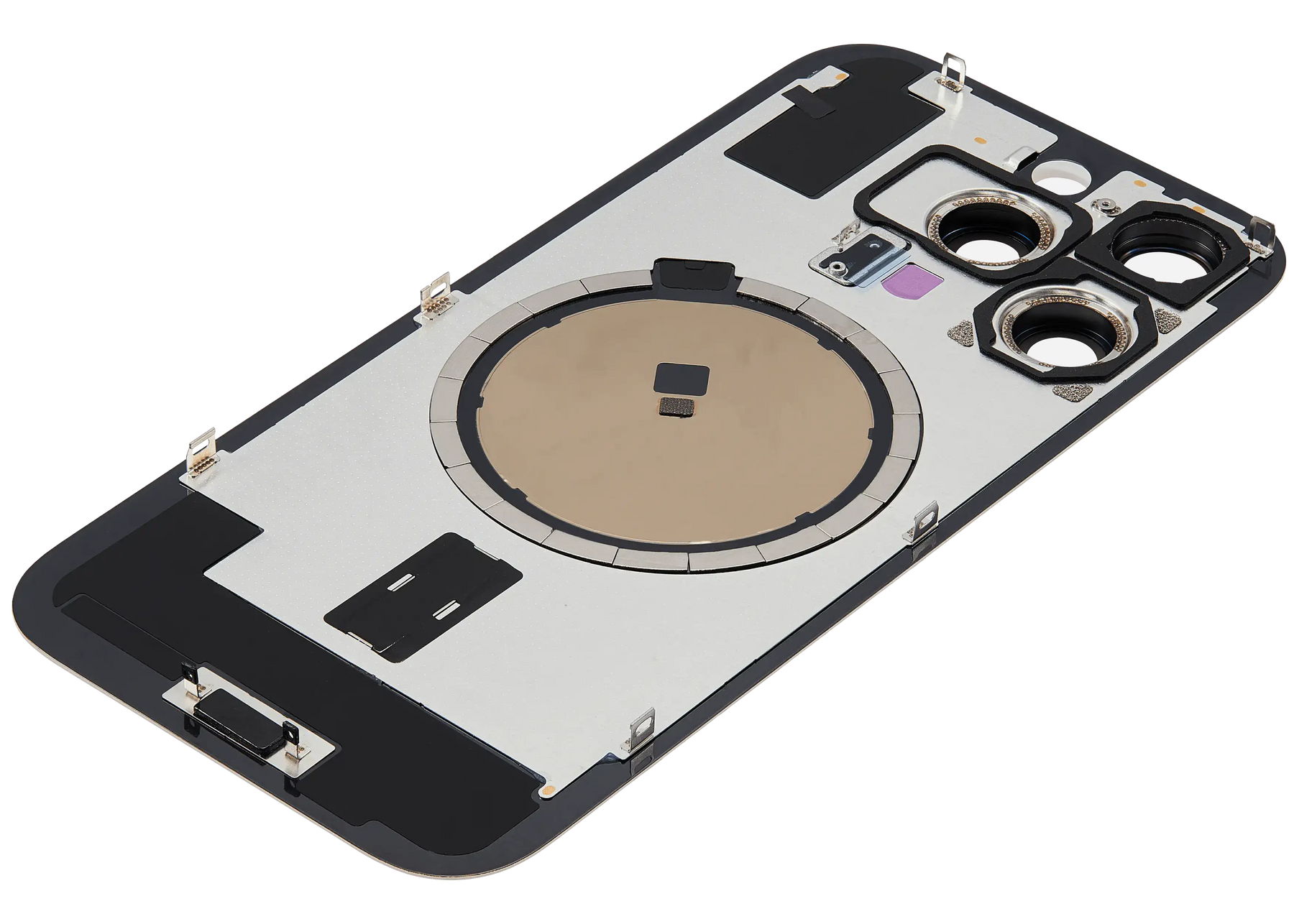 Back Glass With Steel Plate With MagSafe Magnet Pre-Installed Compatible For iPhone 16 Pro (No Logo) (Desert Titanium)