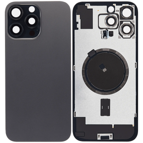 Back Glass With Steel Plate With MagSafe Magnet Pre-Installed Compatible For iPhone 16 Pro Max (No Logo) (Black Titanium)