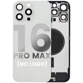 Back Glass With Steel Plate With MagSafe Magnet Pre-Installed Compatible For iPhone 16 Pro Max (No Logo) (White Titanium)