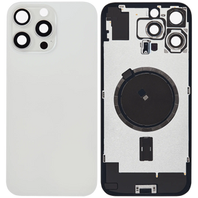 Back Glass With Steel Plate With MagSafe Magnet Pre-Installed Compatible For iPhone 16 Pro Max (No Logo) (White Titanium)