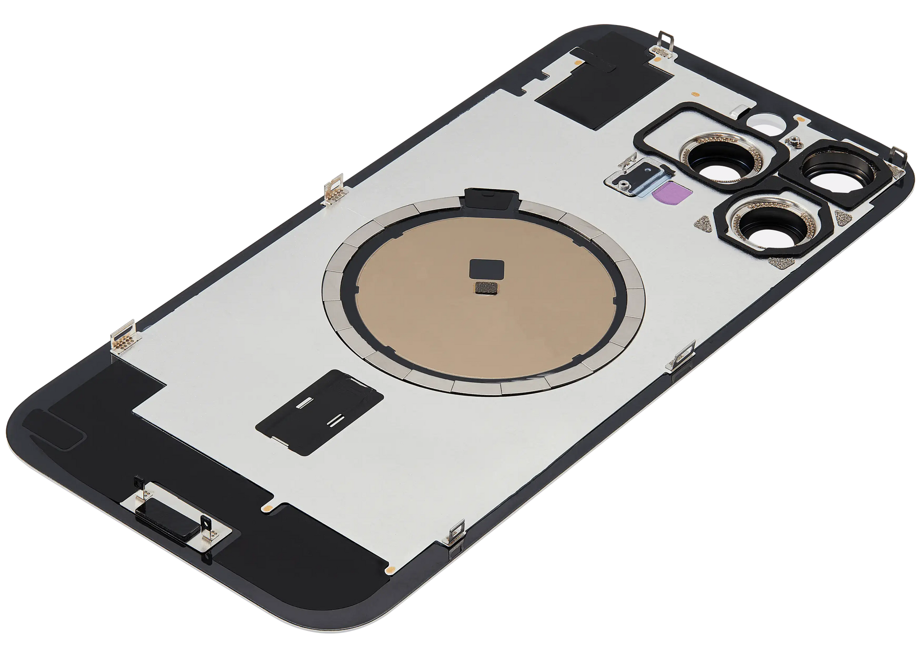 Back Glass With Steel Plate With MagSafe Magnet Pre-Installed Compatible For iPhone 16 Pro Max (No Logo) (White Titanium)