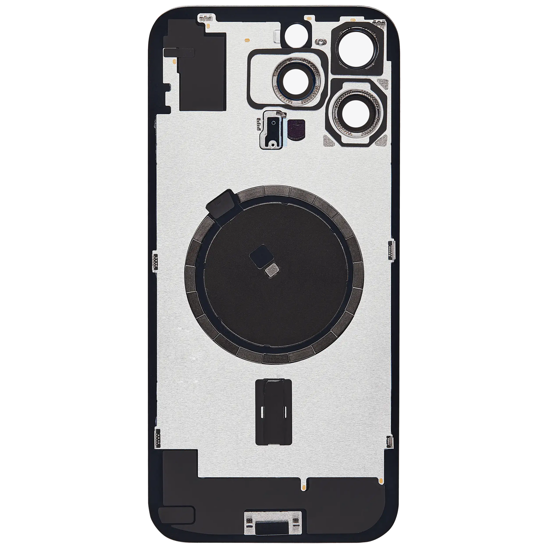 Back Glass With Steel Plate With MagSafe Magnet Pre-Installed Compatible For iPhone 16 Pro Max (No Logo) (White Titanium)