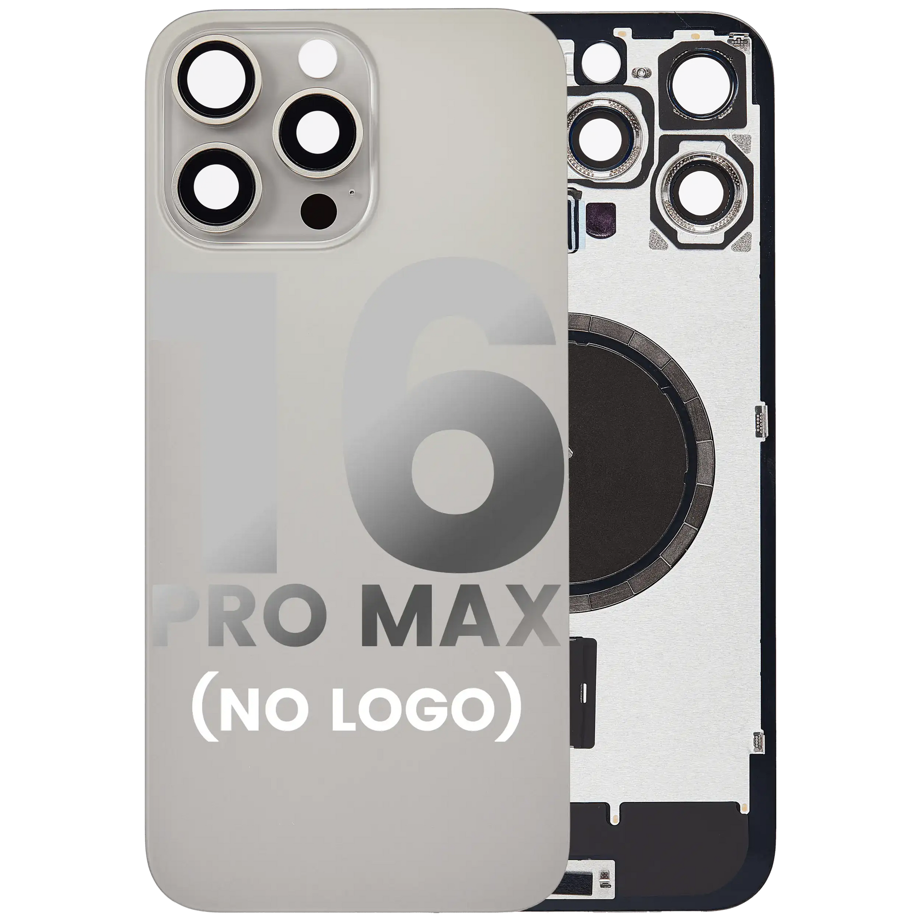 Back Glass With Steel Plate With MagSafe Magnet Pre-Installed Compatible For iPhone 16 Pro Max (No Logo) (Natural Titanium)