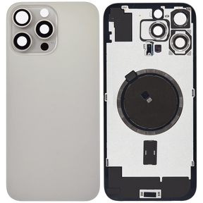 Back Glass With Steel Plate With MagSafe Magnet Pre-Installed Compatible For iPhone 16 Pro Max (No Logo) (Natural Titanium)