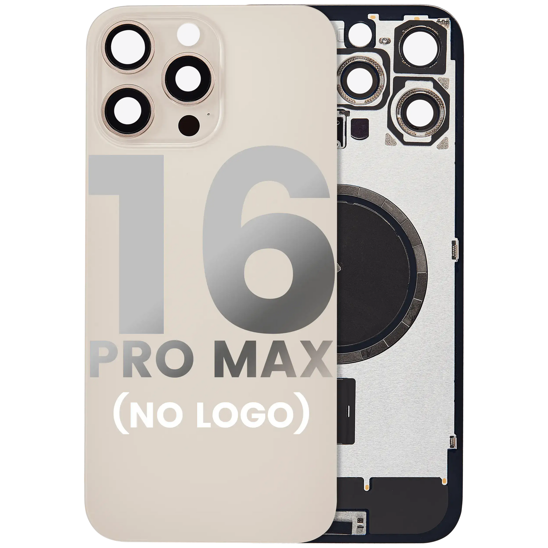 Back Glass With Steel Plate With MagSafe Magnet Pre-Installed Compatible For iPhone 16 Pro Max (No Logo) (Desert Titanium)