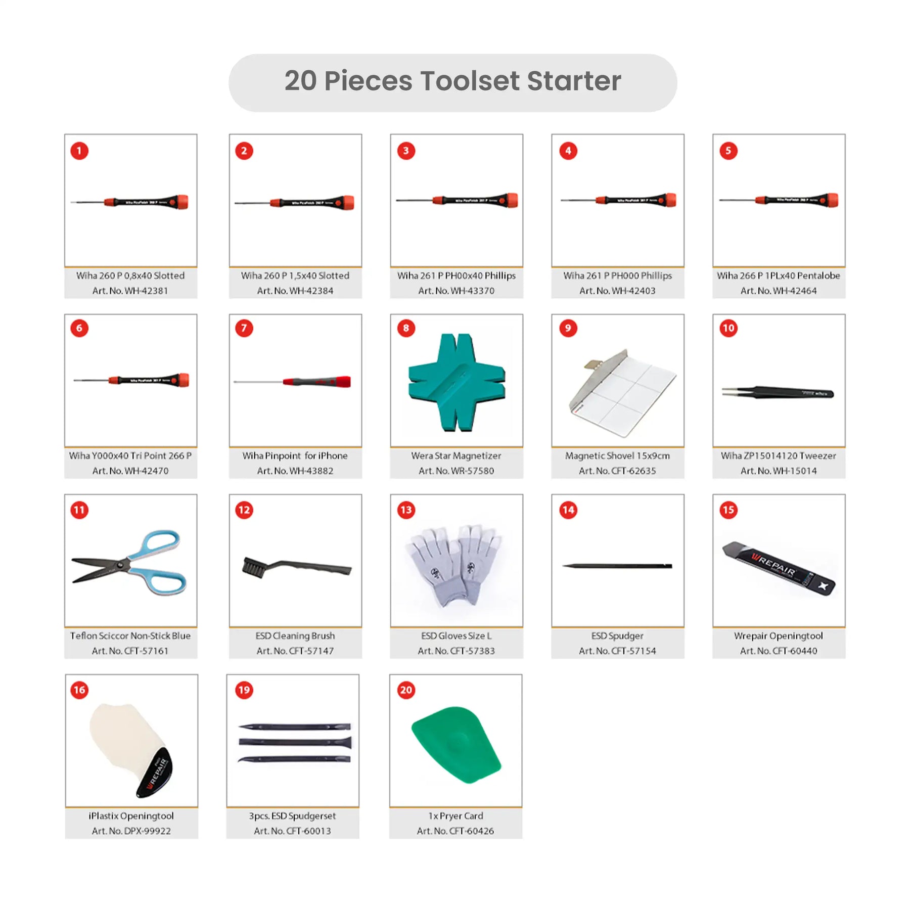 20 Pieces Toolset Starter (Wrepair)