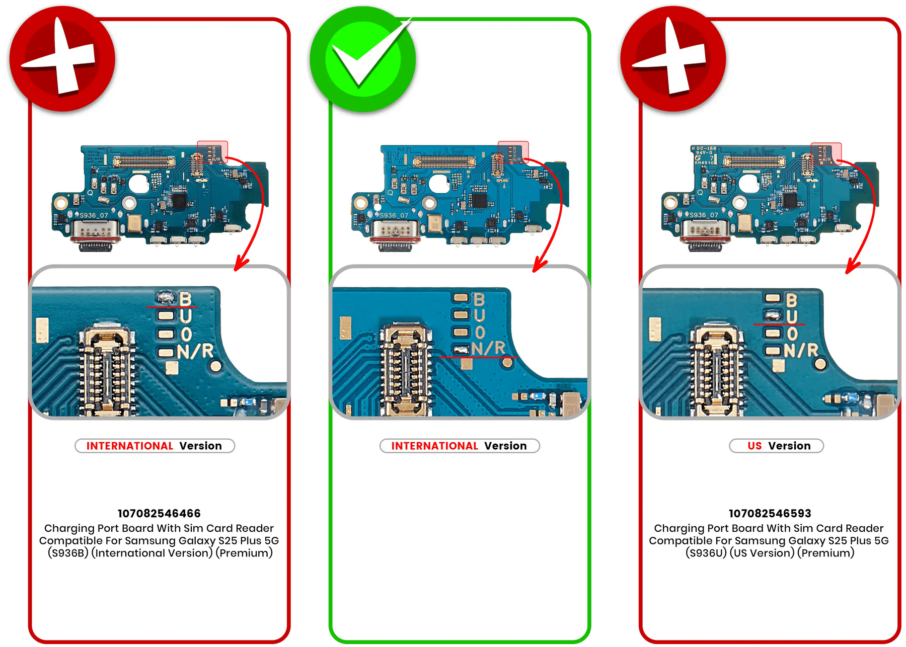Replacement Charging Port Board With Sim Card Reader Compatible For Samsung Galaxy S25 Plus 5G (S936N / R) (International Version) (Premium)