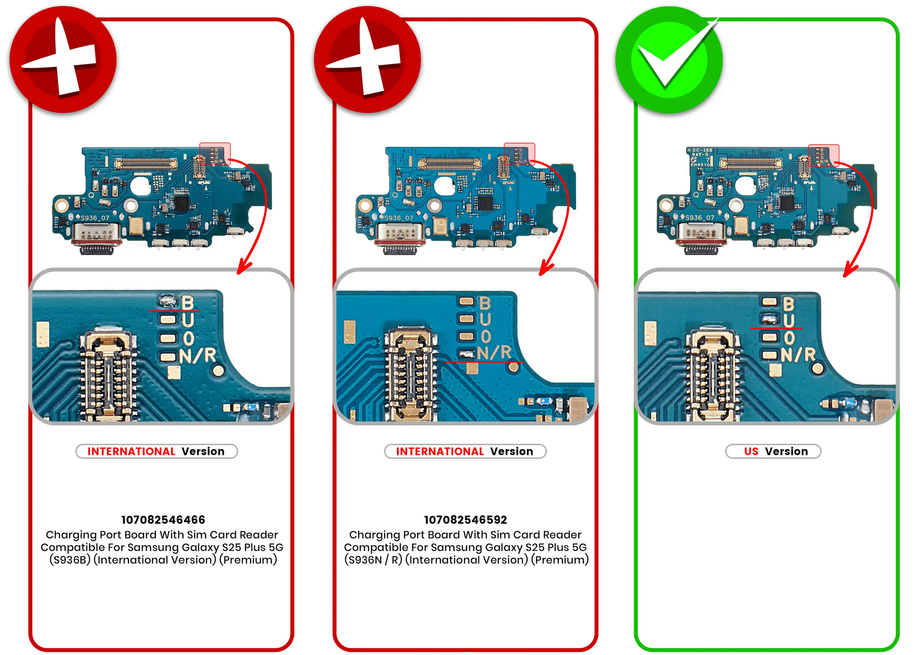 Charging Port Board With Sim Card Reader Compatible For Samsung Galaxy S25 Plus 5G Replacement (S936U) (US Version) (Premium)