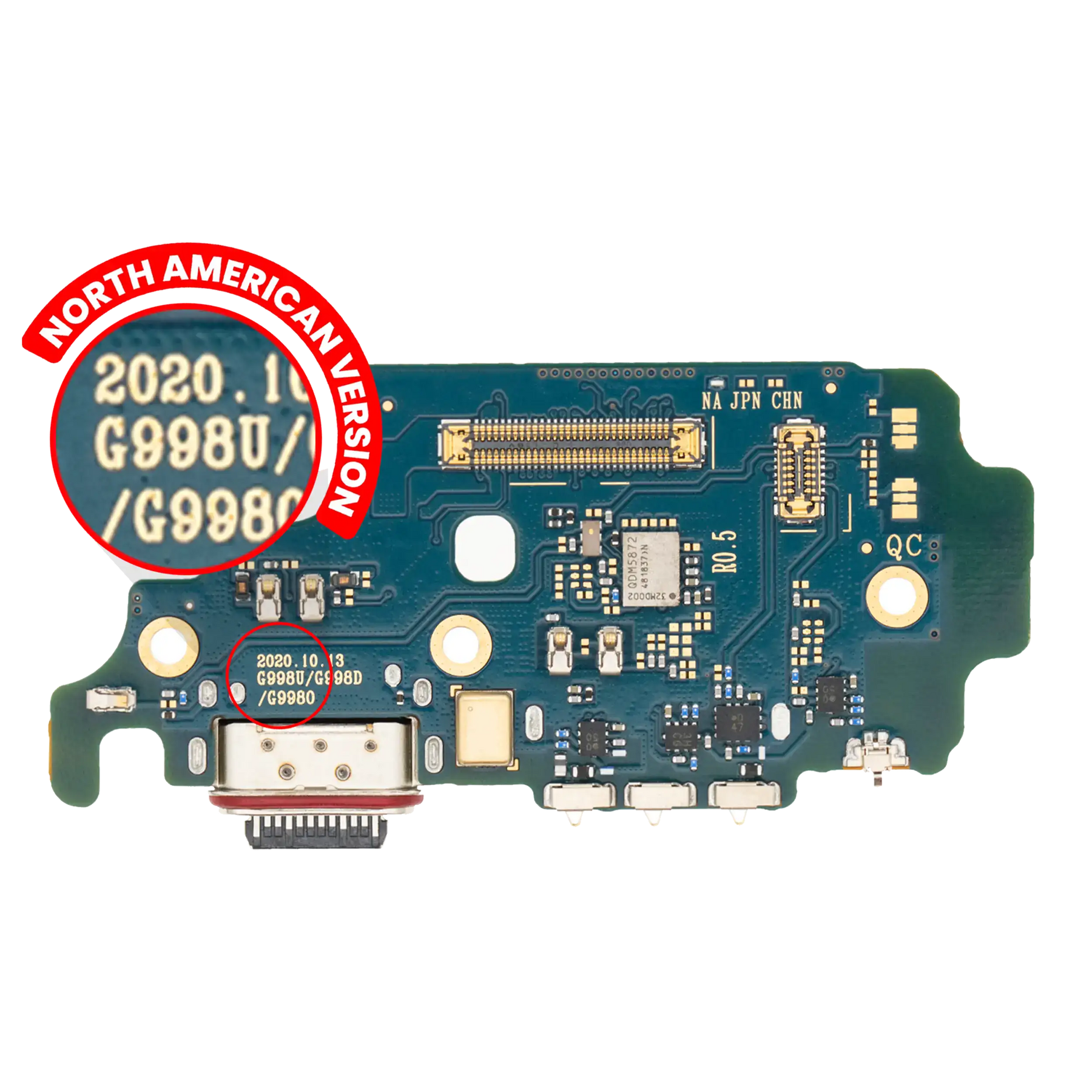 Charging Port Board With Sim Card Reader Compatible For Samsung Galaxy S21 Ultra 5G (G998U) (US Version) (Premium)