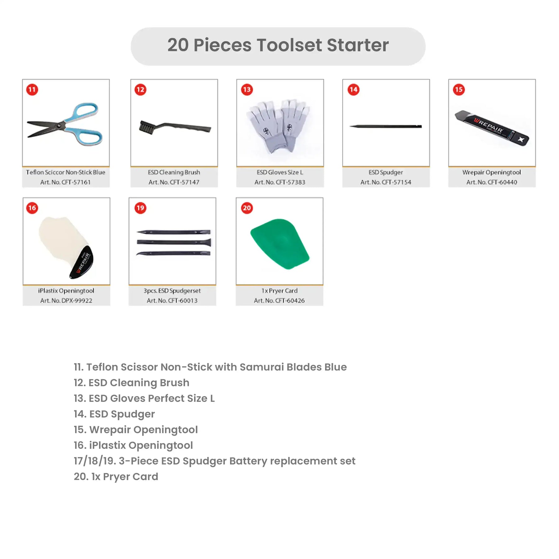 20 Pieces Toolset Starter (Wrepair)
