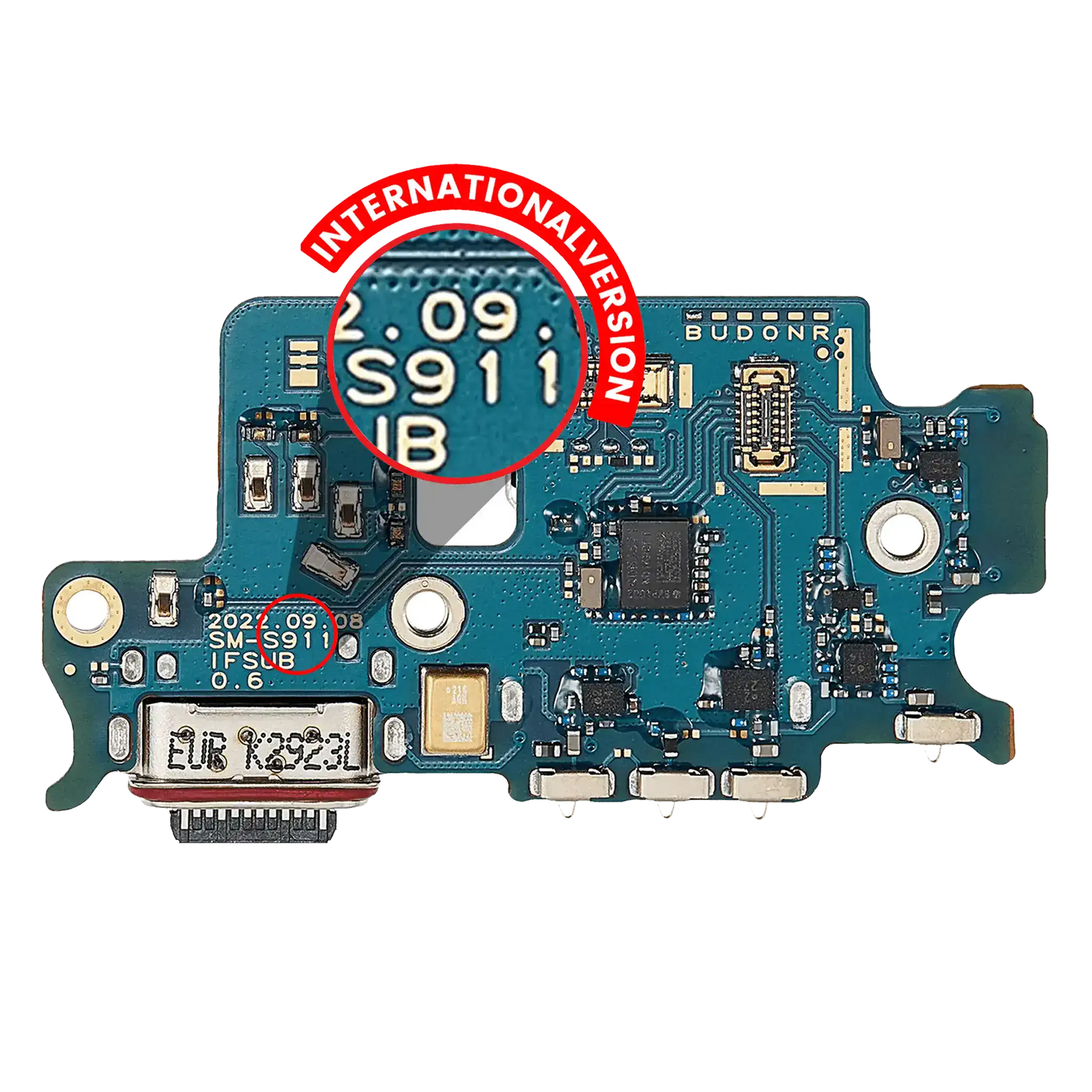Charging Port Board With Sim Card Reader Compatible For Samsung Galaxy S23 5G (S911B) (International Version) (Premium)
