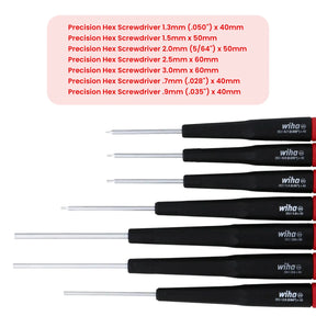 7 Piece Precision Hex Screwdrivers Set - Metric (26390) (Wiha)