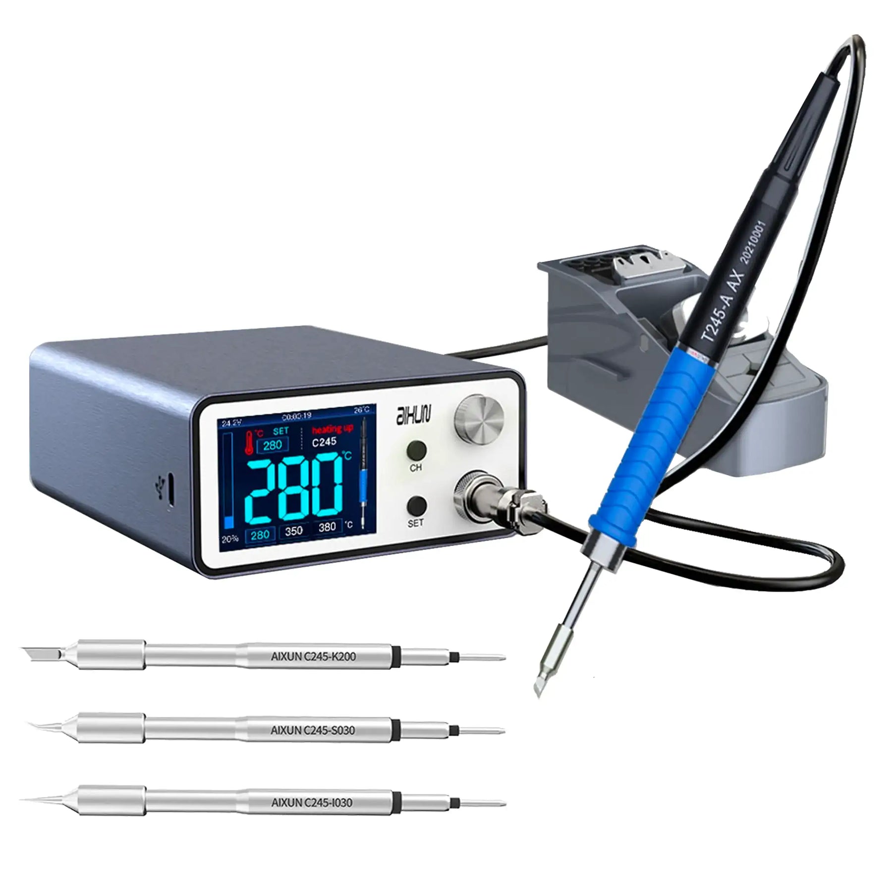 T3A Intelligent Soldering Station With T245 Handle and 3 Iron Tips (Aixun)