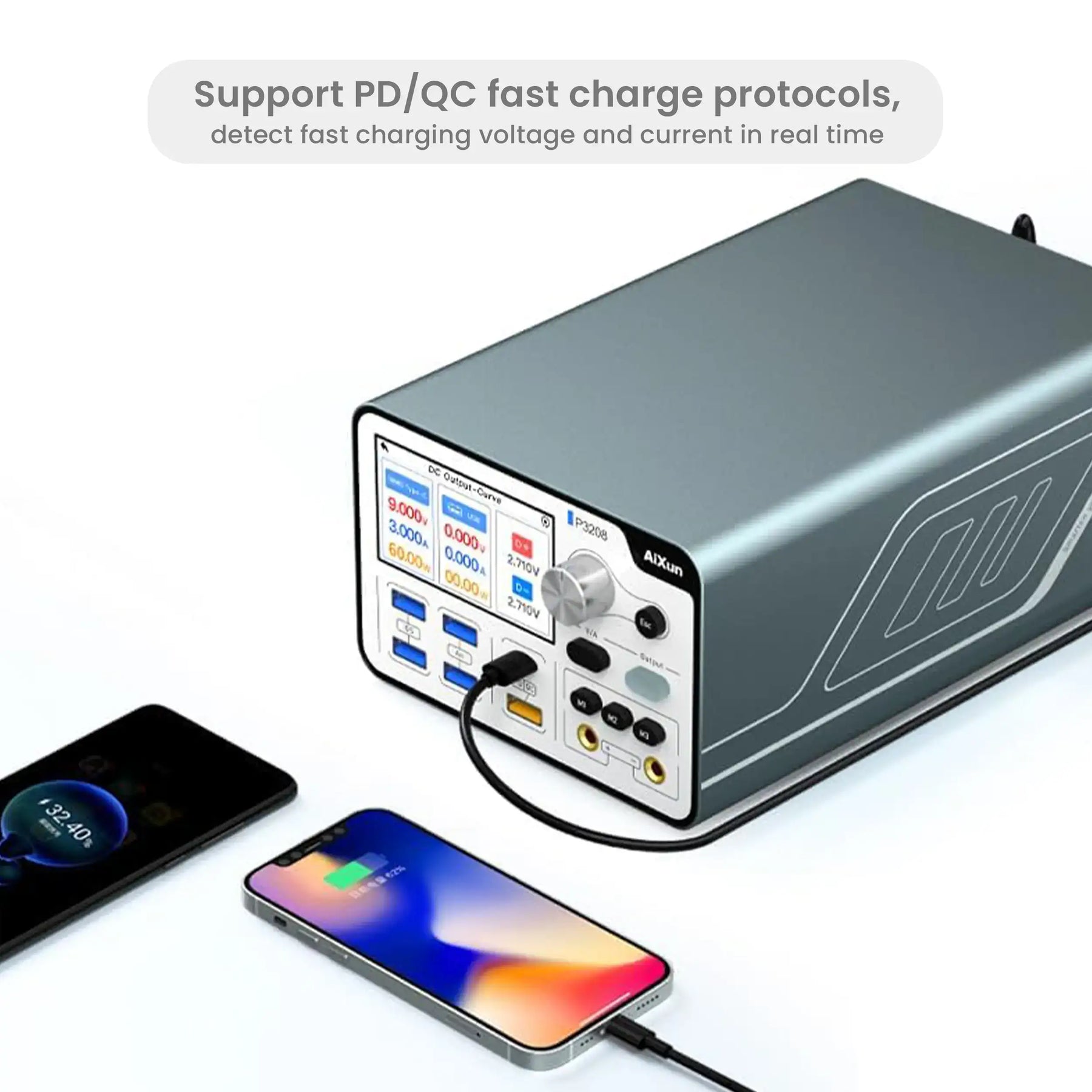 P3208 320W Smart Regulated Power Supply 32V/8A One Key Boot Power Box (USB HUB*15) (Aixun)