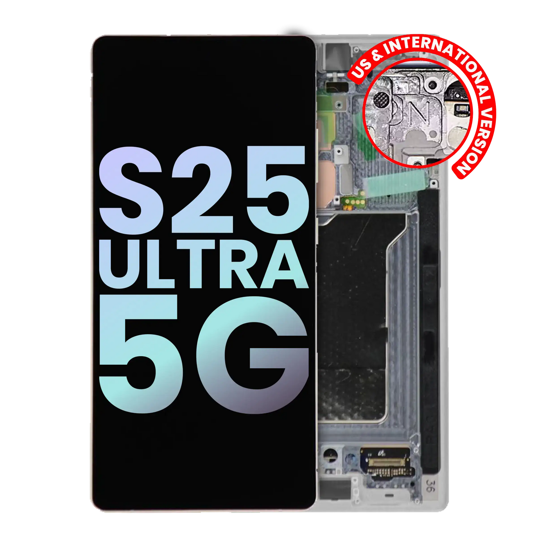 Replacement OLED Assembly With Frame Compatible For Samsung Galaxy S25 Ultra 5G (Service Pack )(US & International) (Titanium White Silver)