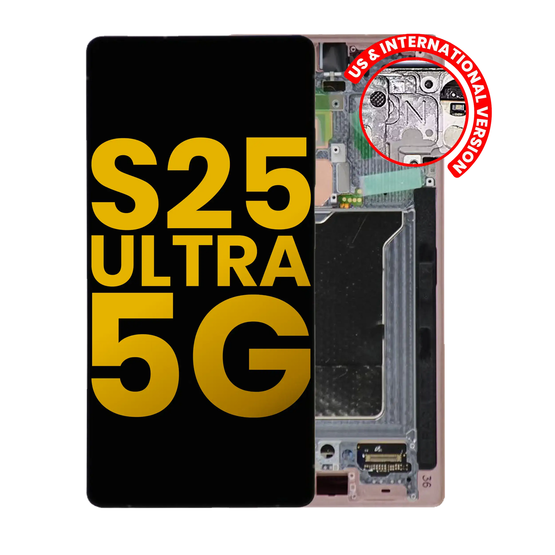 Replacement OLED Assembly With Frame Compatible For Samsung Galaxy S25 Ultra 5G (Refurbished) (US & International) (Titanium Pink Gold)