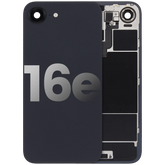 Back Glass With Steel Plate With Wireless NFC Charging MagSafe Magnet & Flashlight Flex Compatible For iPhone 16e (Used OEM Pull: Grade A) (Black)