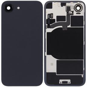 Back Glass With Steel Plate With Wireless NFC Charging MagSafe Magnet & Flashlight Flex Compatible For iPhone 16e (Used OEM Pull: Grade A) (Black)