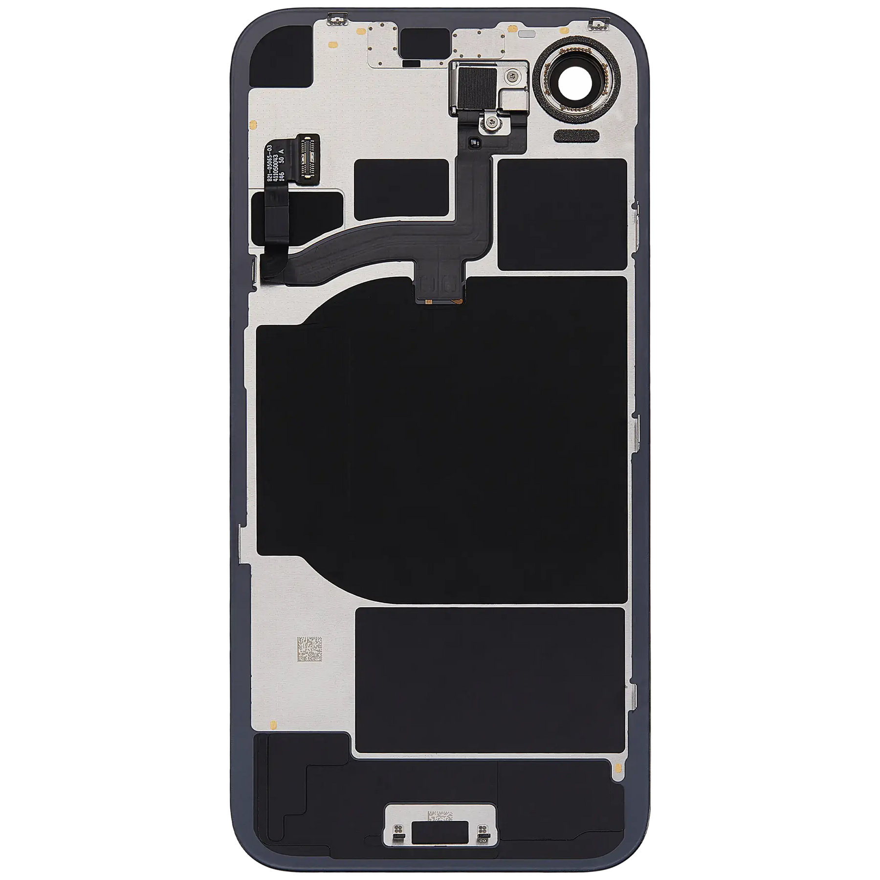 Back Glass With Steel Plate With Wireless NFC Charging MagSafe Magnet & Flashlight Flex Compatible For iPhone 16e (Used OEM Pull: Grade A) (Black)