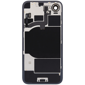 Back Glass With Steel Plate With Wireless NFC Charging MagSafe Magnet & Flashlight Flex Compatible For iPhone 16e (Used OEM Pull: Grade A) (Black)