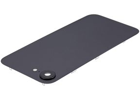 Back Glass With Steel Plate With Wireless NFC Charging MagSafe Magnet & Flashlight Flex Compatible For iPhone 16e (Used OEM Pull: Grade A) (Black)