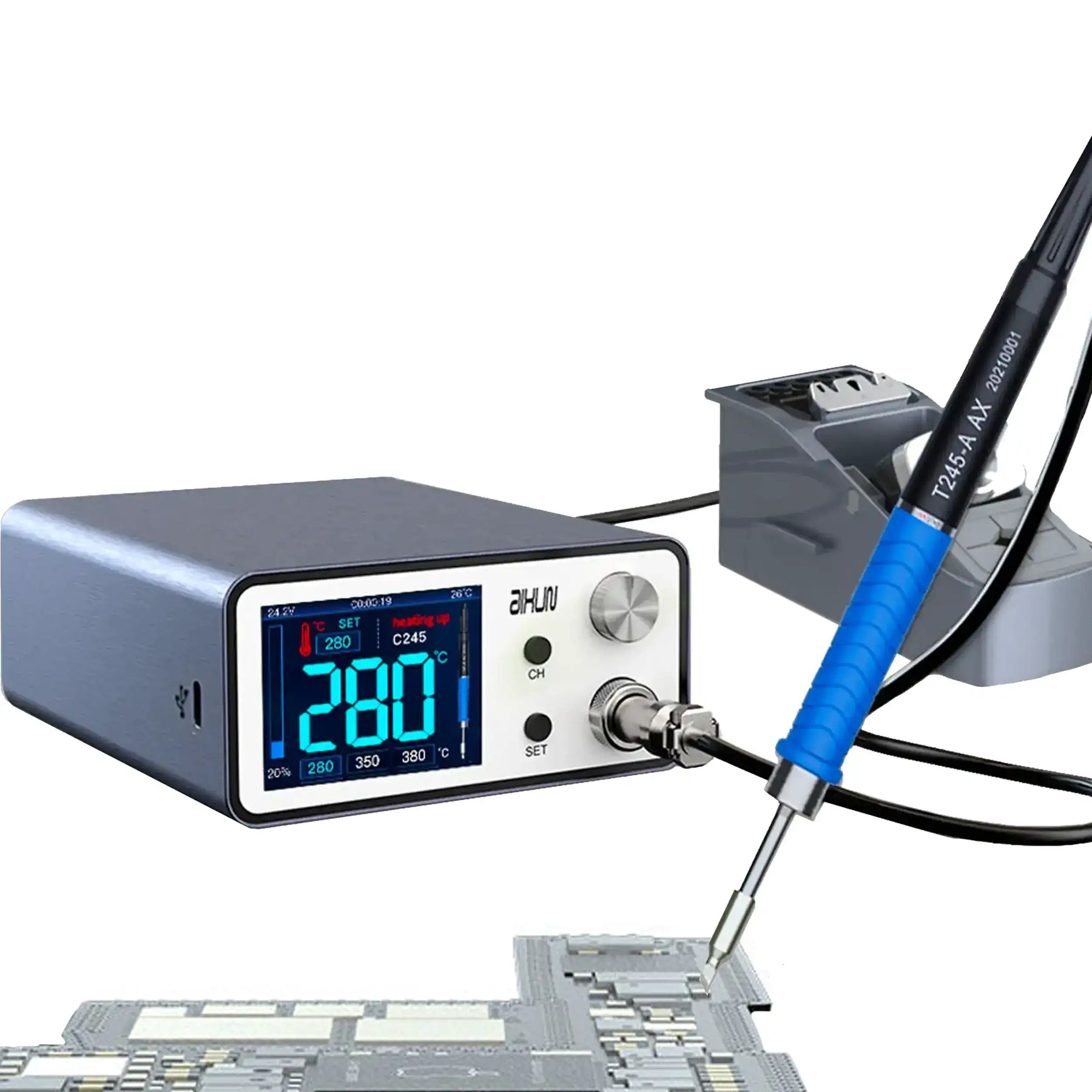T3A Intelligent Soldering Station With T245 Handle and 3 Iron Tips (Aixun)