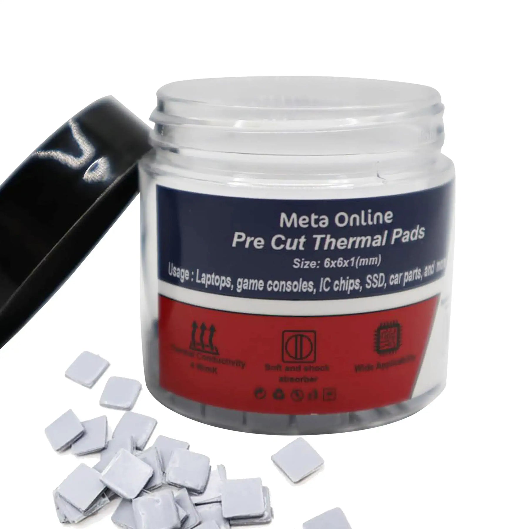 Pre Cut Thermal Pads Mosfet Coil (6 x 6 x 1 mm) (100 Pack) (Meta Online)