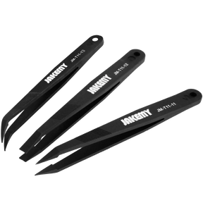 Anti-Static Heat Resistant Flat Pointed Curved Tweezers 3 Piece Set (JM-T11) (Jakemy)