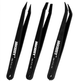 Anti-Static Heat Resistant Flat Pointed Curved Tweezers 3 Piece Set (JM-T11) (Jakemy)