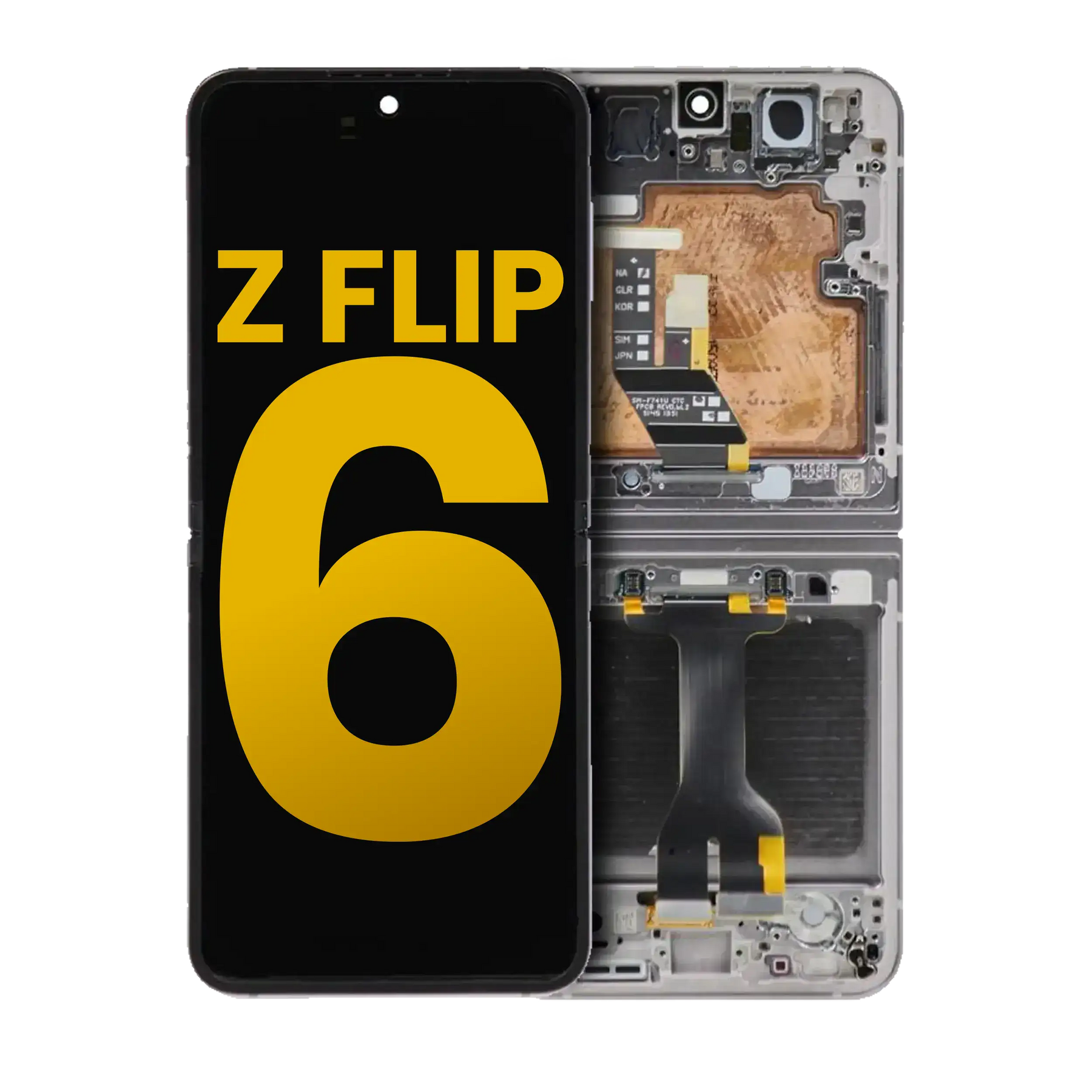 Inner OLED Assembly With Frame Compatible For Samsung Galaxy Z Flip 6 5G (US & International) (Refurbished) (Silver Shadow)