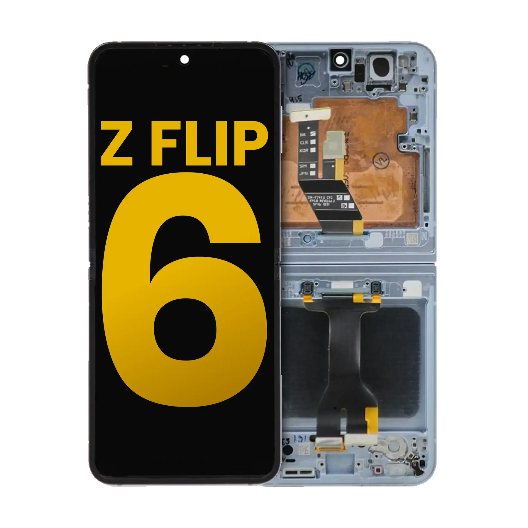 Inner OLED Assembly With Frame Compatible For Samsung Galaxy Z Flip 6 5G (US & International) (Service Pack) (Blue)