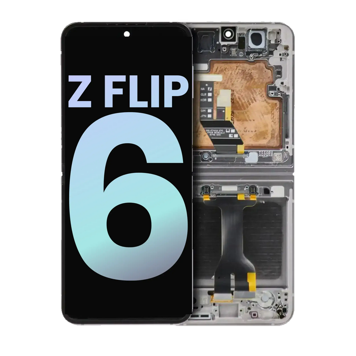 Inner OLED Assembly With Frame Compatible For Samsung Galaxy Z Flip 6 5G (US & International) (Service Pack) (Silver Shadow)