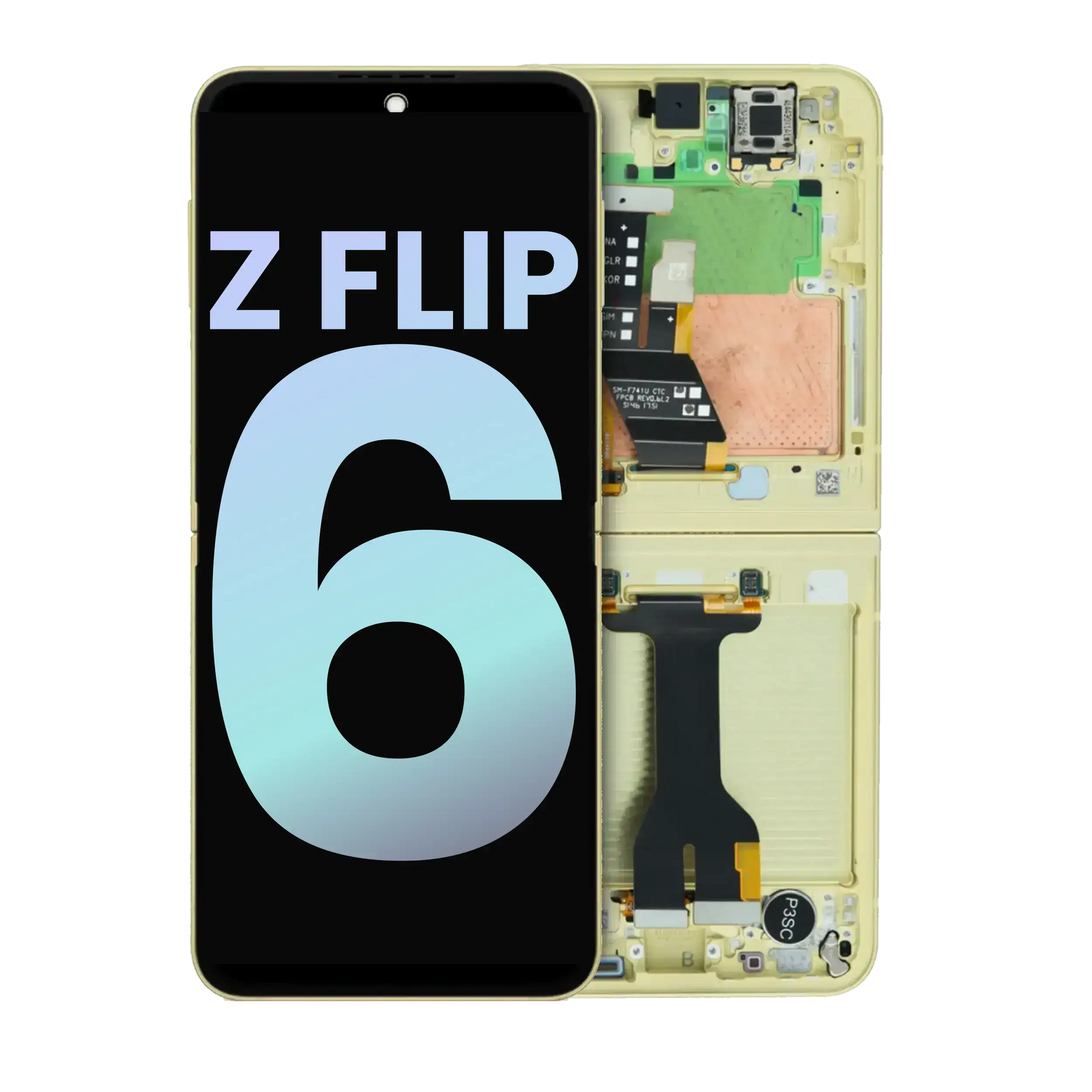 Inner OLED Assembly With Frame Compatible For Samsung Galaxy Z Flip 6 5G (US & International) (Service Pack) (Yellow)