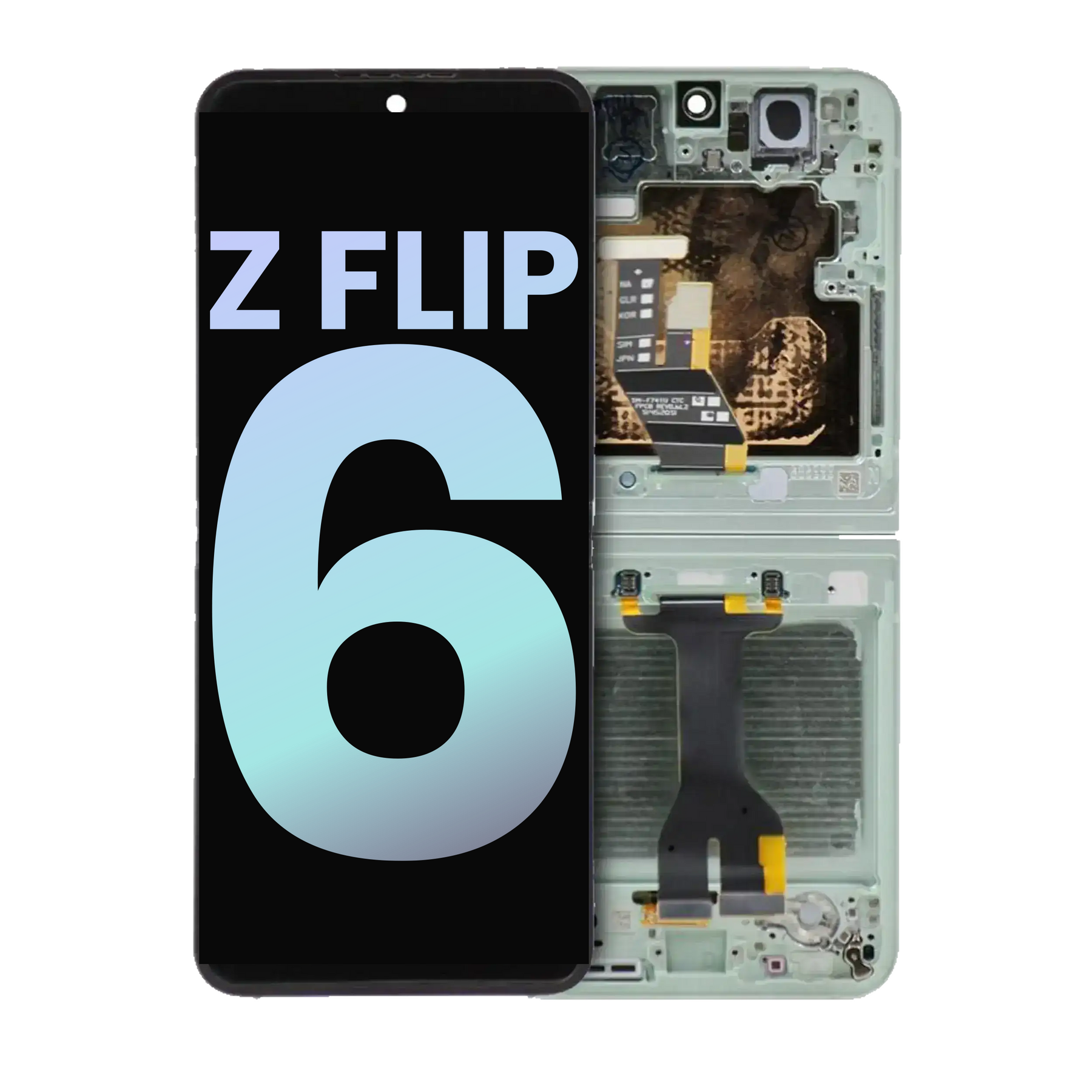Inner OLED Assembly With Frame Compatible For Samsung Galaxy Z Flip 6 5G (US & International) (Service Pack) (Mint)