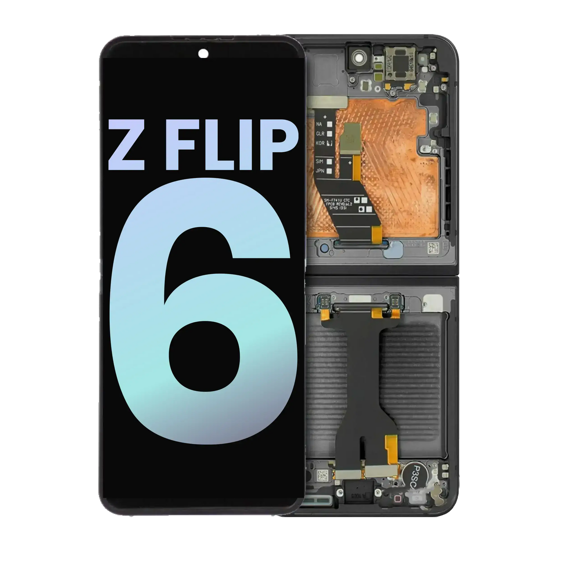 Inner OLED Assembly With Frame Compatible For Samsung Galaxy Z Flip 6 5G (US & International) (Service Pack) (Black)