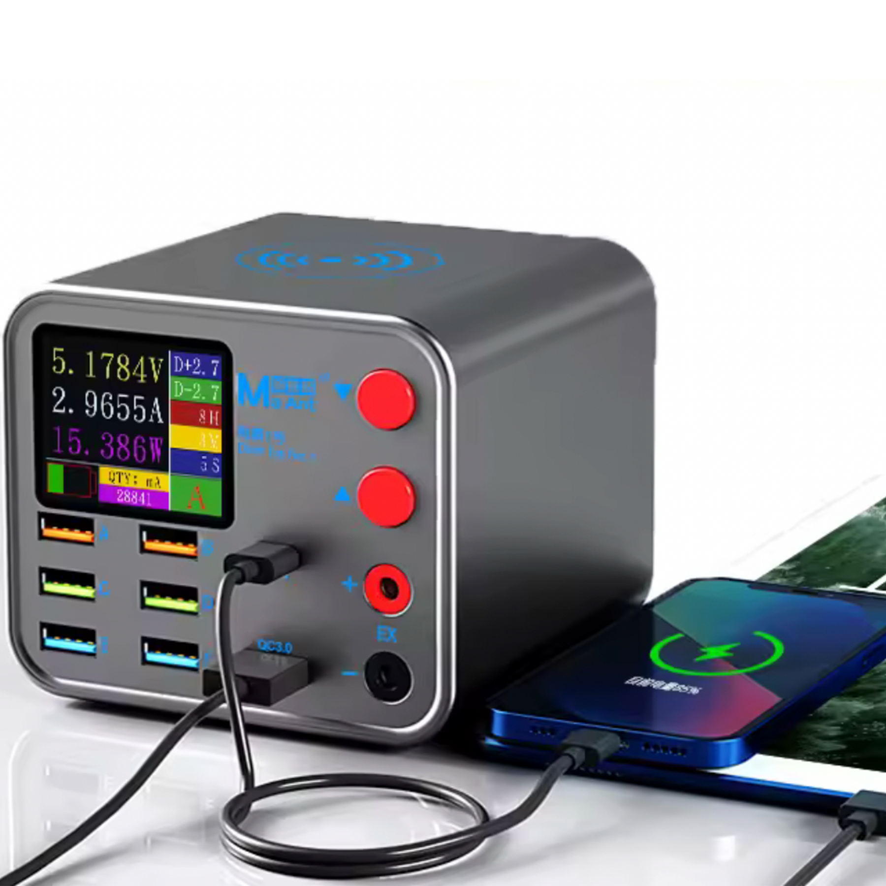 Dianba No.1 22W 8-Port Charger with Wireless Charger and Power Supply Built In (MaAnt)